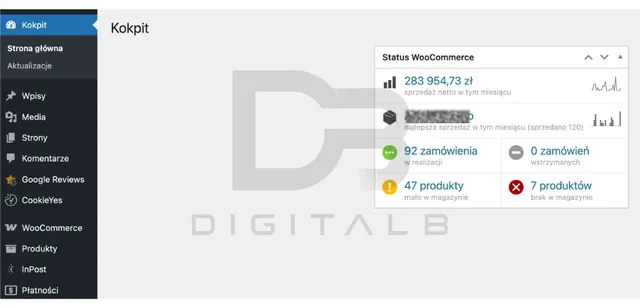 Zrzut z panelu: 283 tys. zł sprzedaży w miesiącu